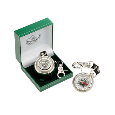 Mullingar Pewter Water Resistant Compass With Celtic Background Logo Design